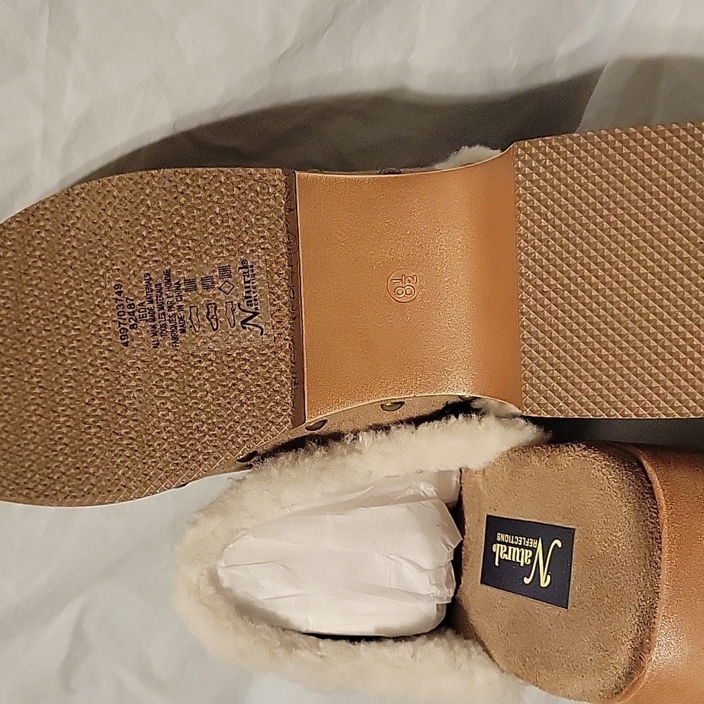 Women's Natural Reflections Platform Clogs Size 8.5M Taupe Brown Preowned - Picture 4 of 4